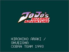Title screen of Jojo no Kimyou na Bouken on the Nintendo SNES.