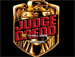 Title screen of Judge Dredd on the Nintendo SNES.