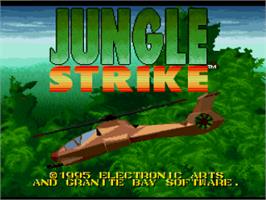 Title screen of Jungle Strike on the Nintendo SNES.