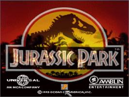 Title screen of Jurassic Park on the Nintendo SNES.