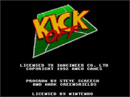 Title screen of Kick Off on the Nintendo SNES.