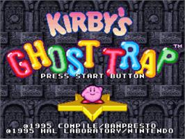 Title screen of Kirby's Avalanche on the Nintendo SNES.