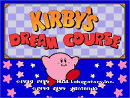 Title screen of Kirby's Dream Course on the Nintendo SNES.