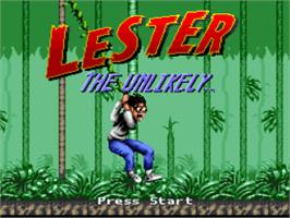 Title screen of Lester the Unlikely on the Nintendo SNES.