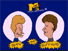 Title screen of MTV's Beavis and Butt-Head on the Nintendo SNES.