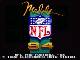 Title screen of Madden NFL '94 on the Nintendo SNES.