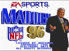 Title screen of Madden NFL '96 on the Nintendo SNES.