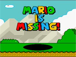 Title screen of Mario is Missing! on the Nintendo SNES.