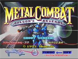 Title screen of Metal Combat: Falcon's Revenge on the Nintendo SNES.