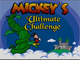 Title screen of Mickey's Ultimate Challenge on the Nintendo SNES.
