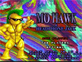 Title screen of Mo Hawk & Headphone Jack on the Nintendo SNES.
