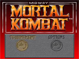 Title screen of Mortal Kombat on the Nintendo SNES.