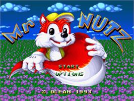 Title screen of Mr. Nutz on the Nintendo SNES.