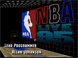 Title screen of NBA Live '95 on the Nintendo SNES.