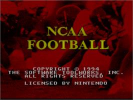 Title screen of NCAA Football on the Nintendo SNES.