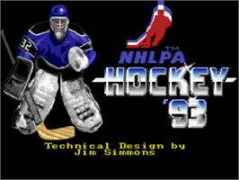 Title screen of NHLPA Hockey '93 on the Nintendo SNES.