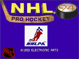 Title screen of NHL '94 on the Nintendo SNES.