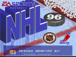 Title screen of NHL '96 on the Nintendo SNES.