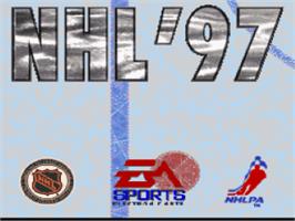 Title screen of NHL '97 on the Nintendo SNES.