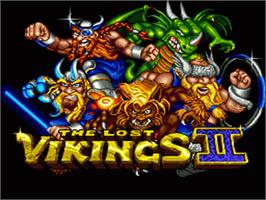 Title screen of Norse by Norse West: The Return of the Lost Vikings on the Nintendo SNES.
