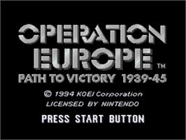 Title screen of Operation Europe: Path to Victory 1939-45 on the Nintendo SNES.