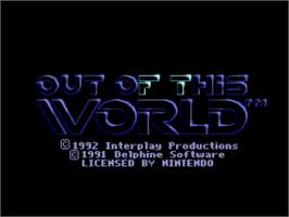 Title screen of Out of This World on the Nintendo SNES.