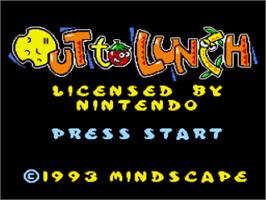 Title screen of Out to Lunch on the Nintendo SNES.