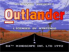 Title screen of Outlander on the Nintendo SNES.