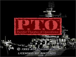 Title screen of P.T.O.: Pacific Theater of Operations on the Nintendo SNES.