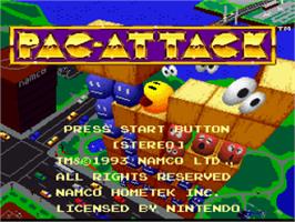 Title screen of Pac-Attack on the Nintendo SNES.