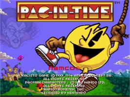 Title screen of Pac-in-Time on the Nintendo SNES.