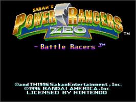Title screen of Power Rangers Zeo: Battle Racers on the Nintendo SNES.