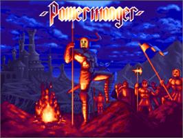 Title screen of Powermonger on the Nintendo SNES.