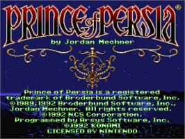 Title screen of Prince of Persia on the Nintendo SNES.