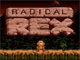 Title screen of Radical Rex on the Nintendo SNES.