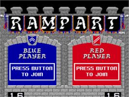 Title screen of Rampart on the Nintendo SNES.