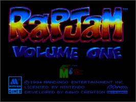 Title screen of Rap Jam: Volume One on the Nintendo SNES.