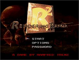 Title screen of Rendering Ranger R2 on the Nintendo SNES.