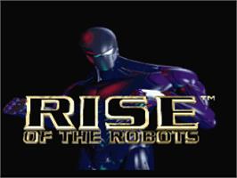 Title screen of Rise of the Robots on the Nintendo SNES.