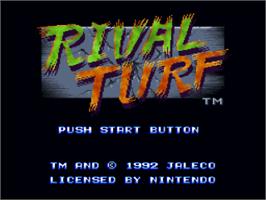 Title screen of Rival Turf on the Nintendo SNES.