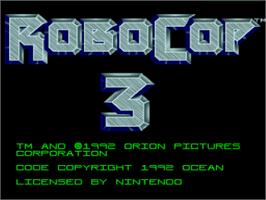 Title screen of RoboCop 3 on the Nintendo SNES.