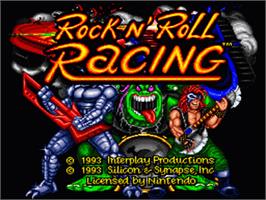 Title screen of Rock 'n Roll Racing on the Nintendo SNES.