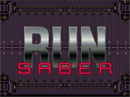Title screen of Run Saber on the Nintendo SNES.