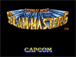 Title screen of Saturday Night Slam Masters on the Nintendo SNES.