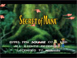 Title screen of Secret of Mana on the Nintendo SNES.