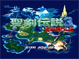 Title screen of Seiken Densetsu 3 on the Nintendo SNES.