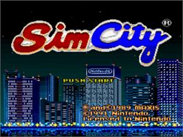 Title screen of SimCity on the Nintendo SNES.