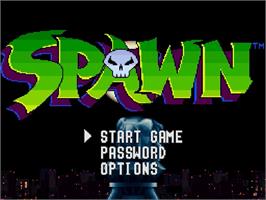 Title screen of Spawn on the Nintendo SNES.