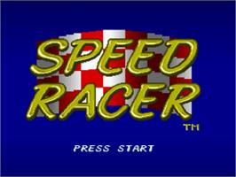 Title screen of Speed Racer in My Most Dangerous Adventures on the Nintendo SNES.