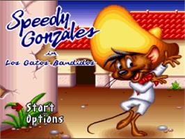Title screen of Speedy Gonzales in Los Gatos Bandidos on the Nintendo SNES.